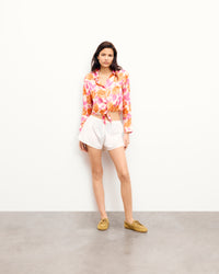 ELECTRIC ROSES ORANGE / NEW / QTY : 34 / Chemise Manches Longues Emma - Electric Roses Orange