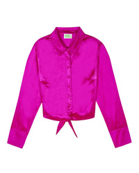 Chemise à manches longues Emma en soie - Tropical Raspberry