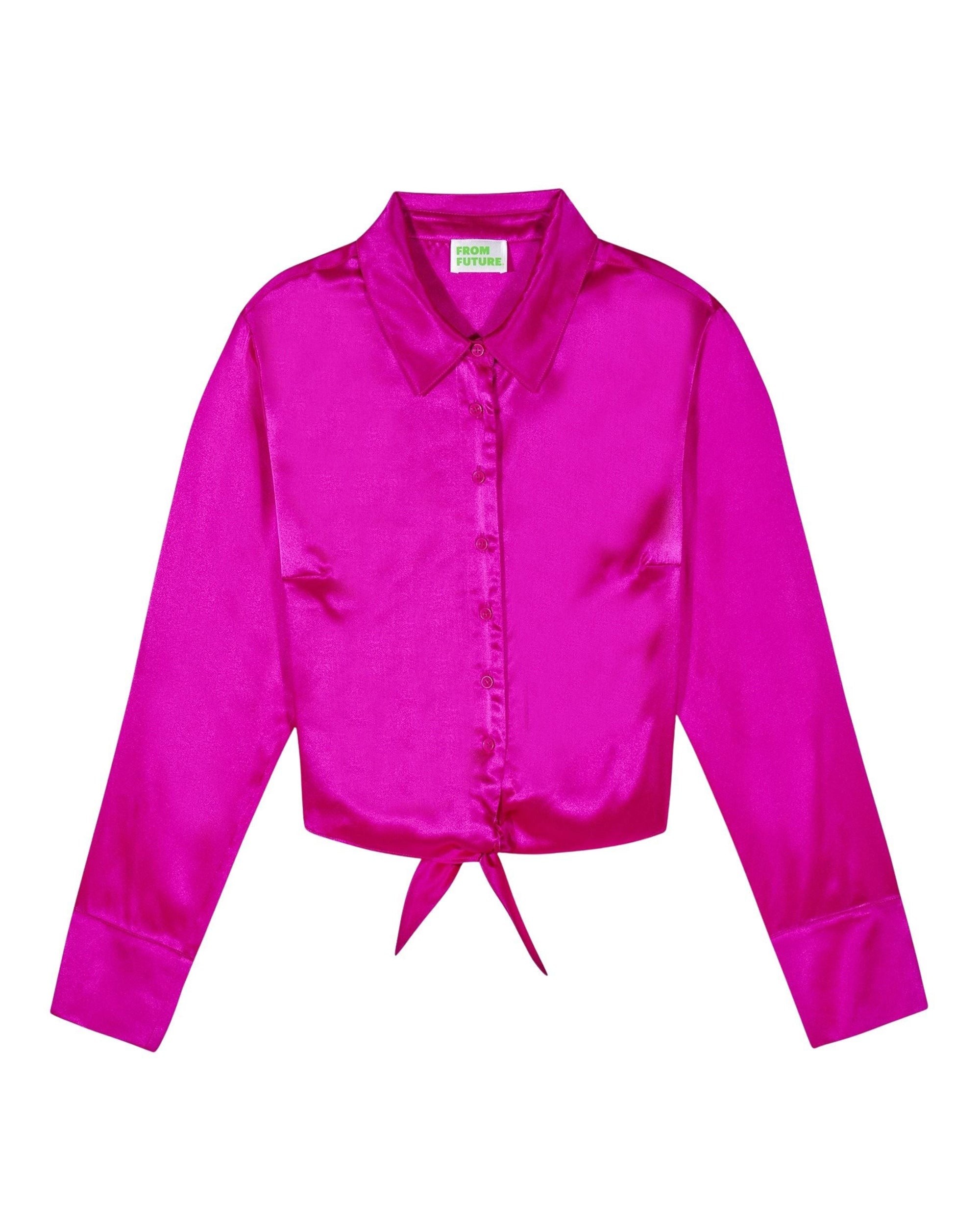 Chemise à manches longues Emma en soie - Tropical Raspberry