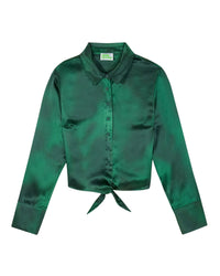Chemise à manches longues Emma en soie - Blurry Garden