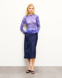 NAVY JACQUARD / NEW / QTY : 31 / Jupe Mi Longue Gina - Navy Jacquard