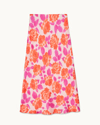 ELECTRIC ROSES ORANGE / NEW / QTY : 80 / Jupe Mi Longue Gina - Electric Roses Orange
