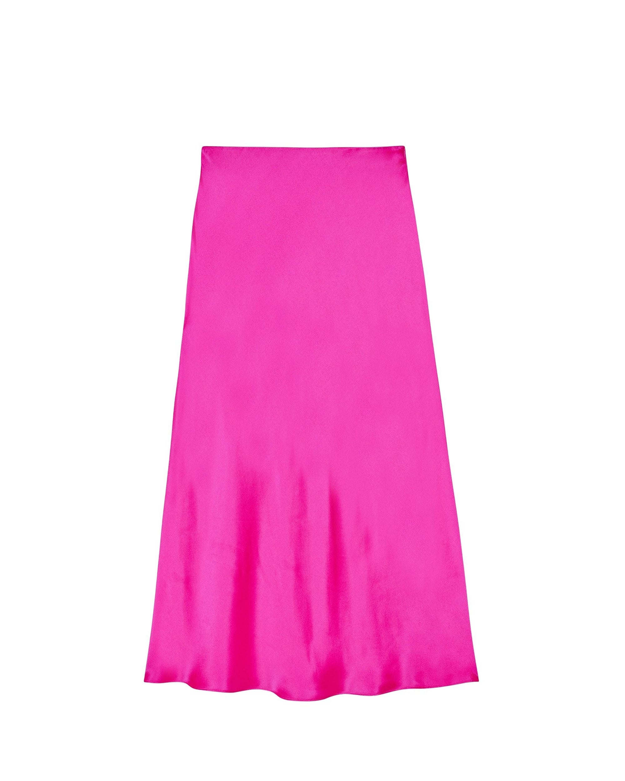 Gina midi skirt in silk - Passion Pink