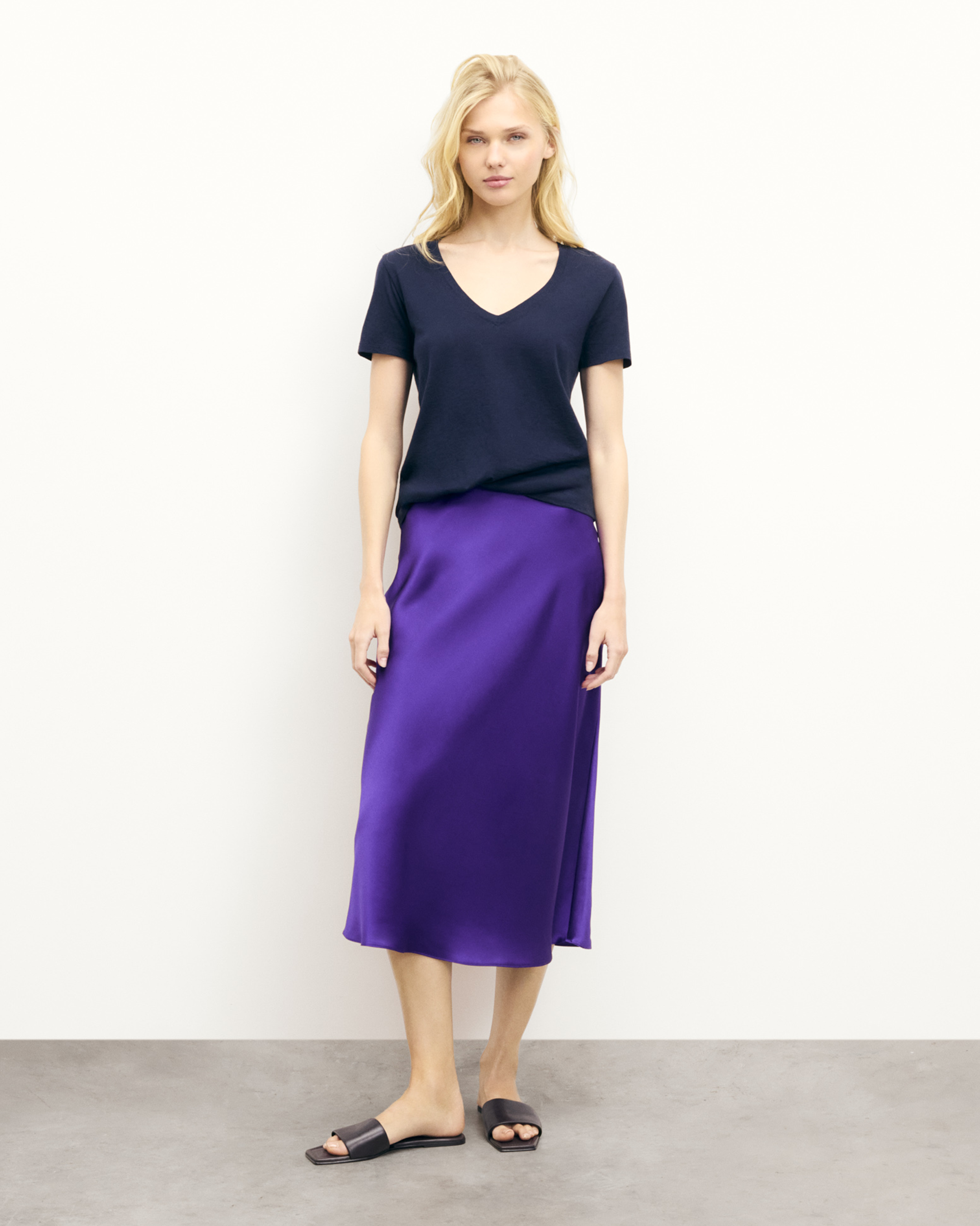 MIDNIGHT PURPLE / NEW / QTY : 22 / Jupe Mi Longue Gina - Midnight Purple