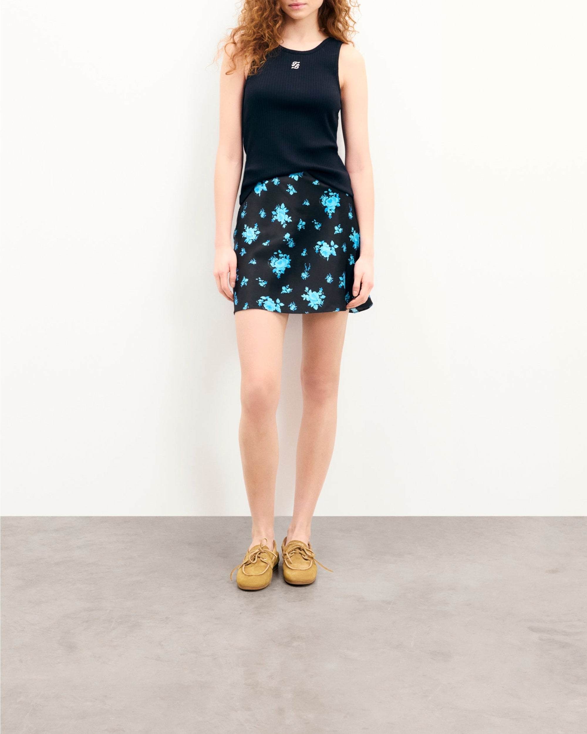 Silk Lenny skirt - Midnight Bouquet