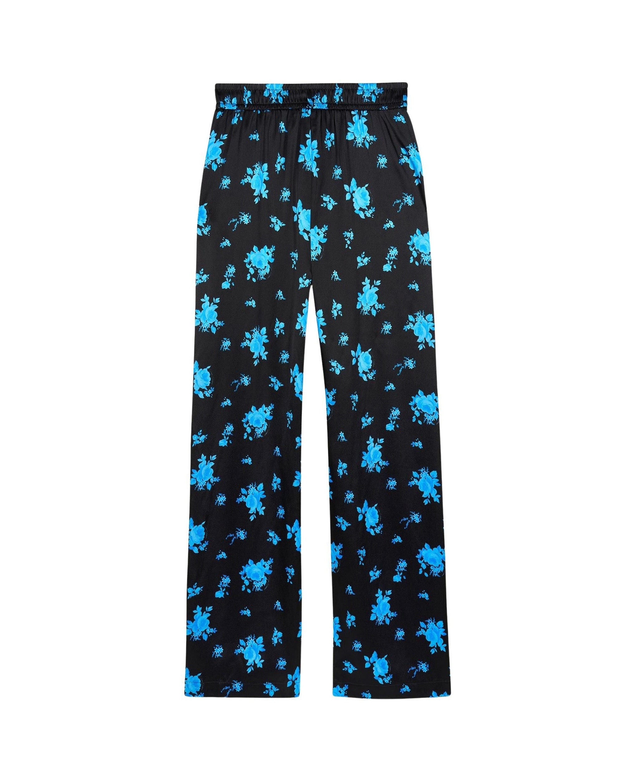 Régine silk wide-leg trousers - Midnight Bouquet