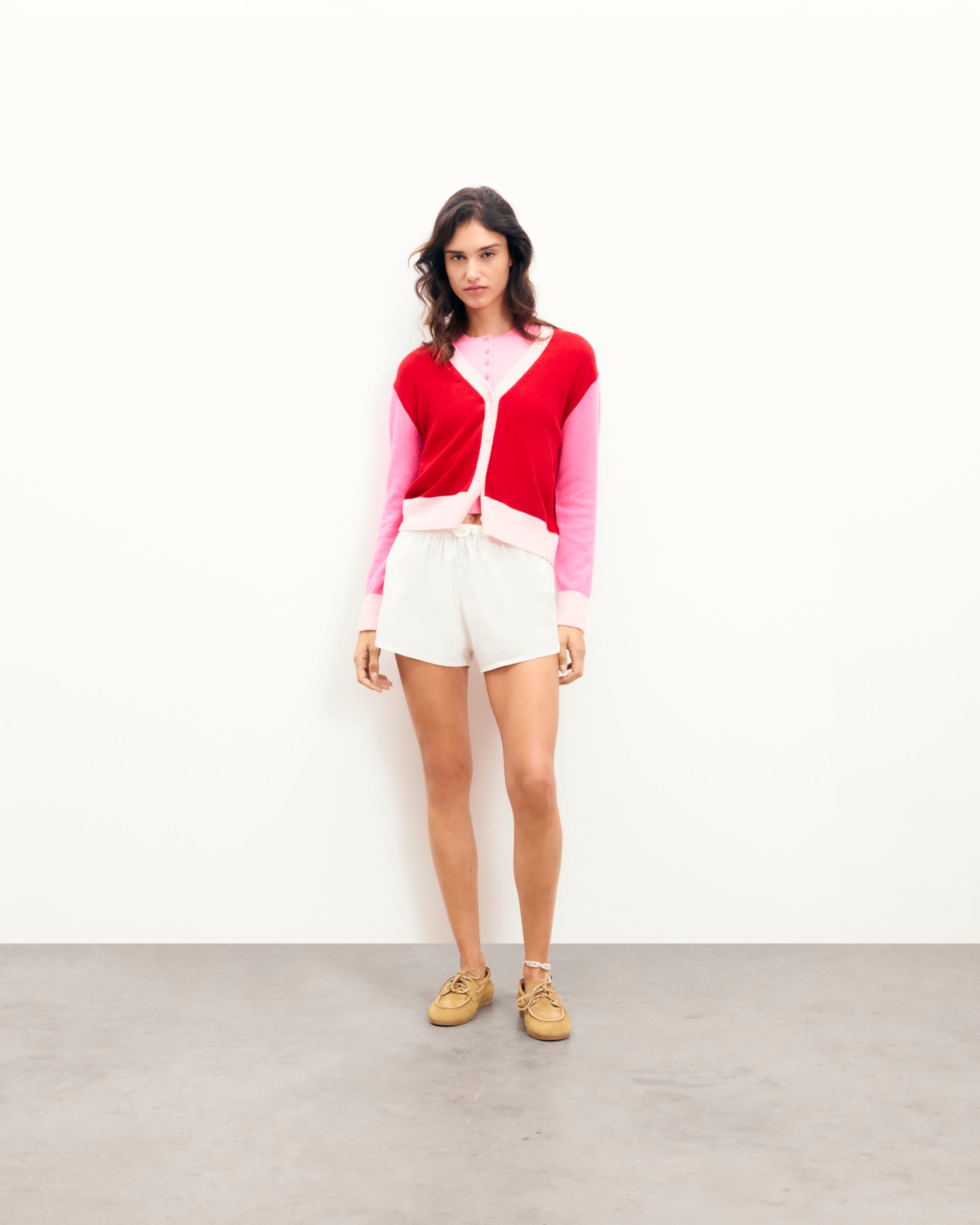 PASSION RED / NEW / QTY : 39 / Pull Cardigan Tricolore - Passion Red