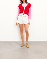 Cardigan tricolore en cachemire - Passion Red