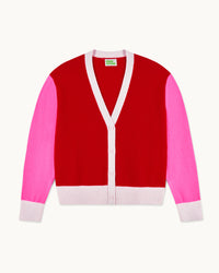 PASSION RED / NEW / QTY : 39 / Pull Cardigan Tricolore - Passion Red