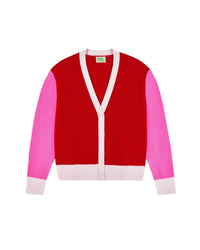 Cardigan tricolore en cachemire - Passion Red