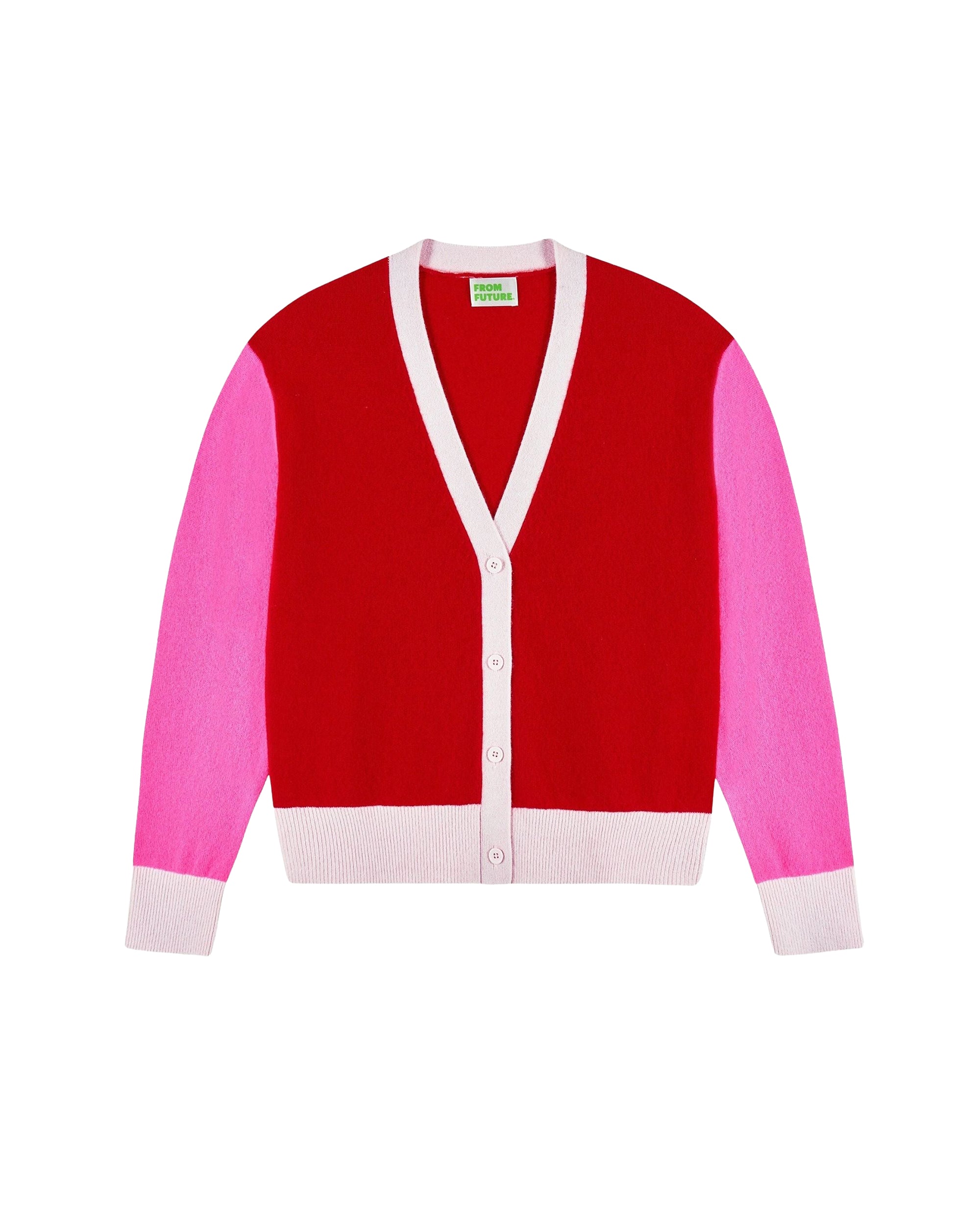 Cardigan tricolore en cachemire - Passion Red