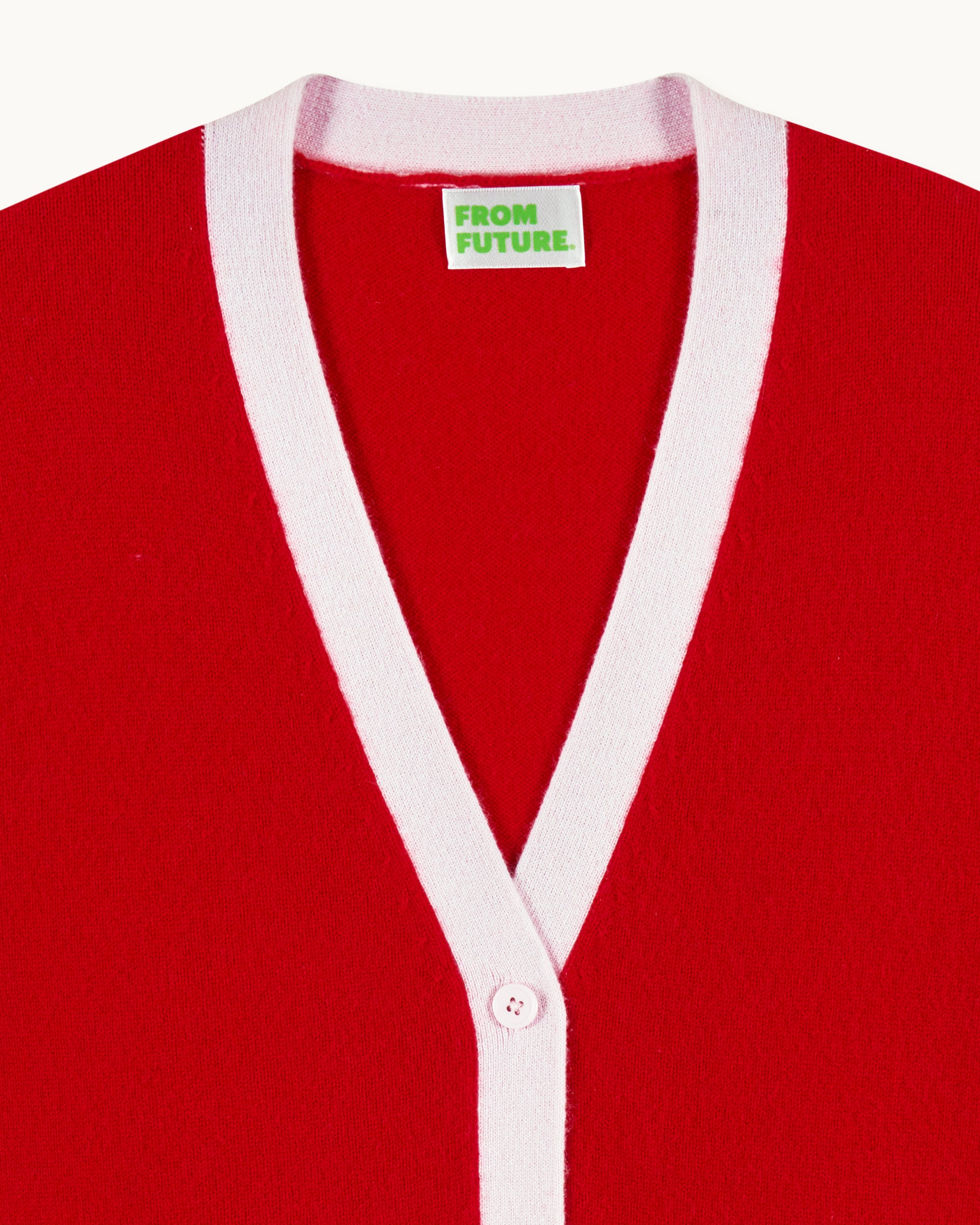 Cardigan tricolore en cachemire - Passion Red