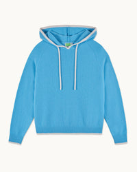 FANTASY BLUE / NEW / QTY : 23 / Pull Hoodie Oversize Liserés Contrastés - Fantasy Blue