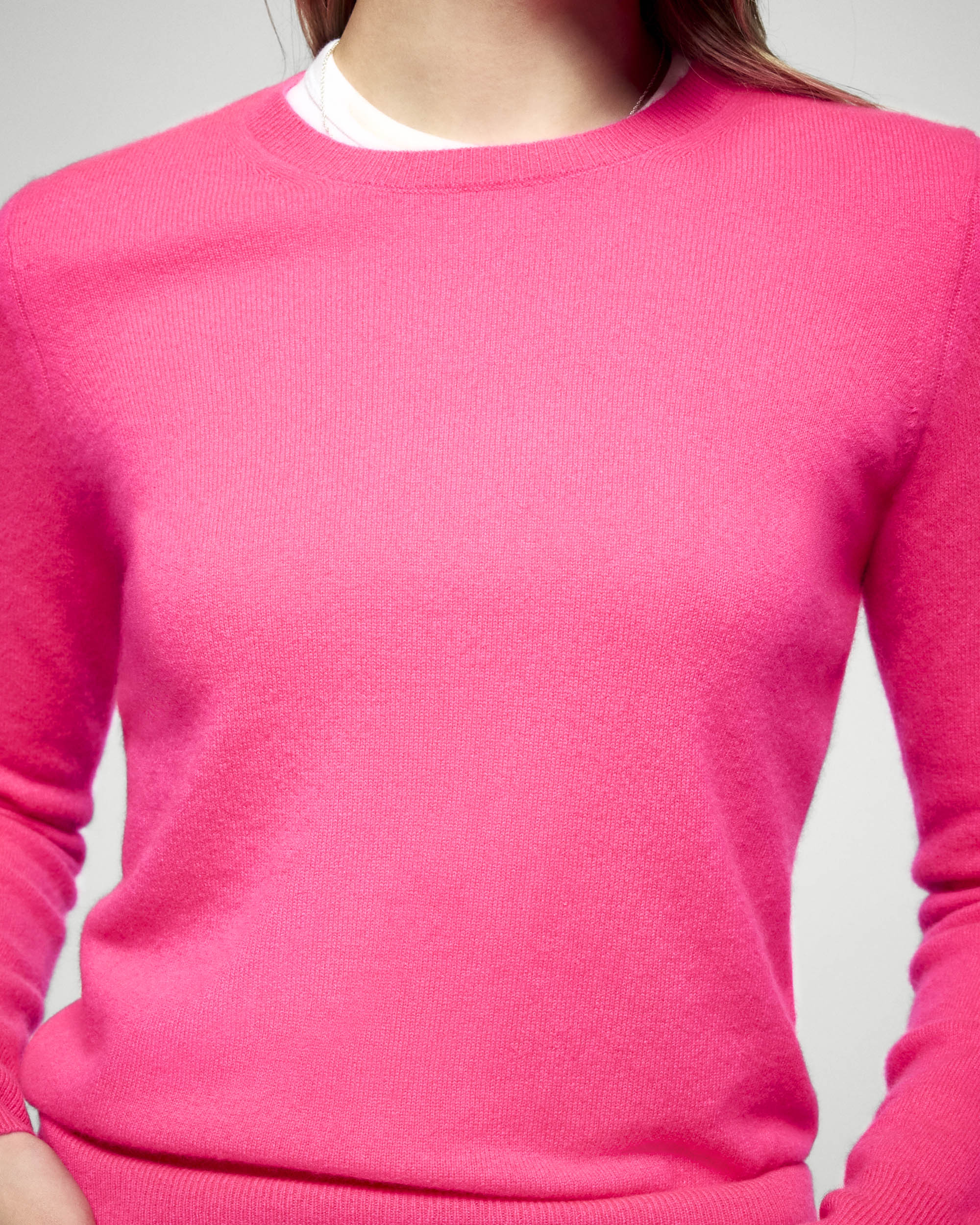 Pull à col rond en cachemire - Solar Pink