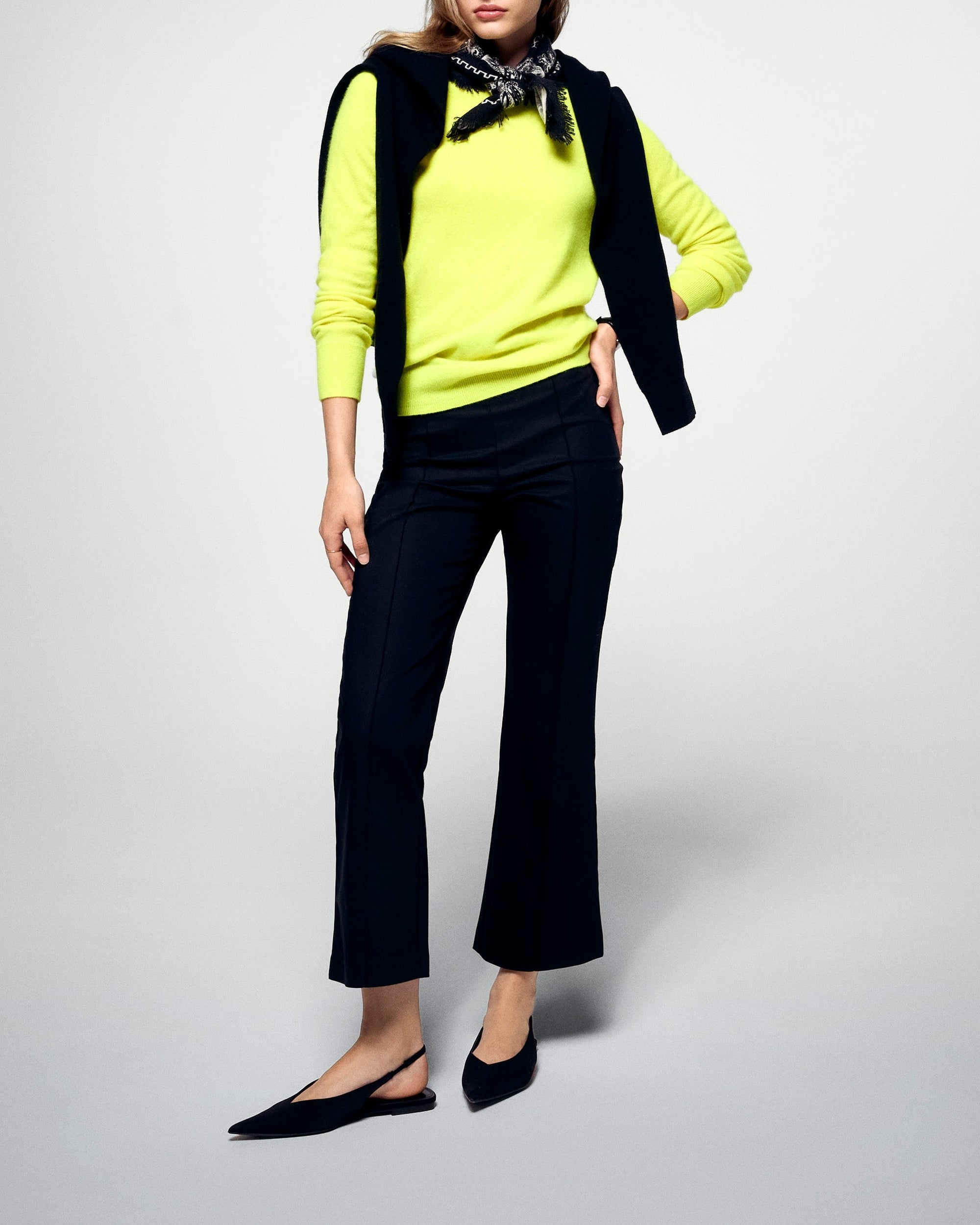 Cashmere round-neck jumper - Fluo Yellow