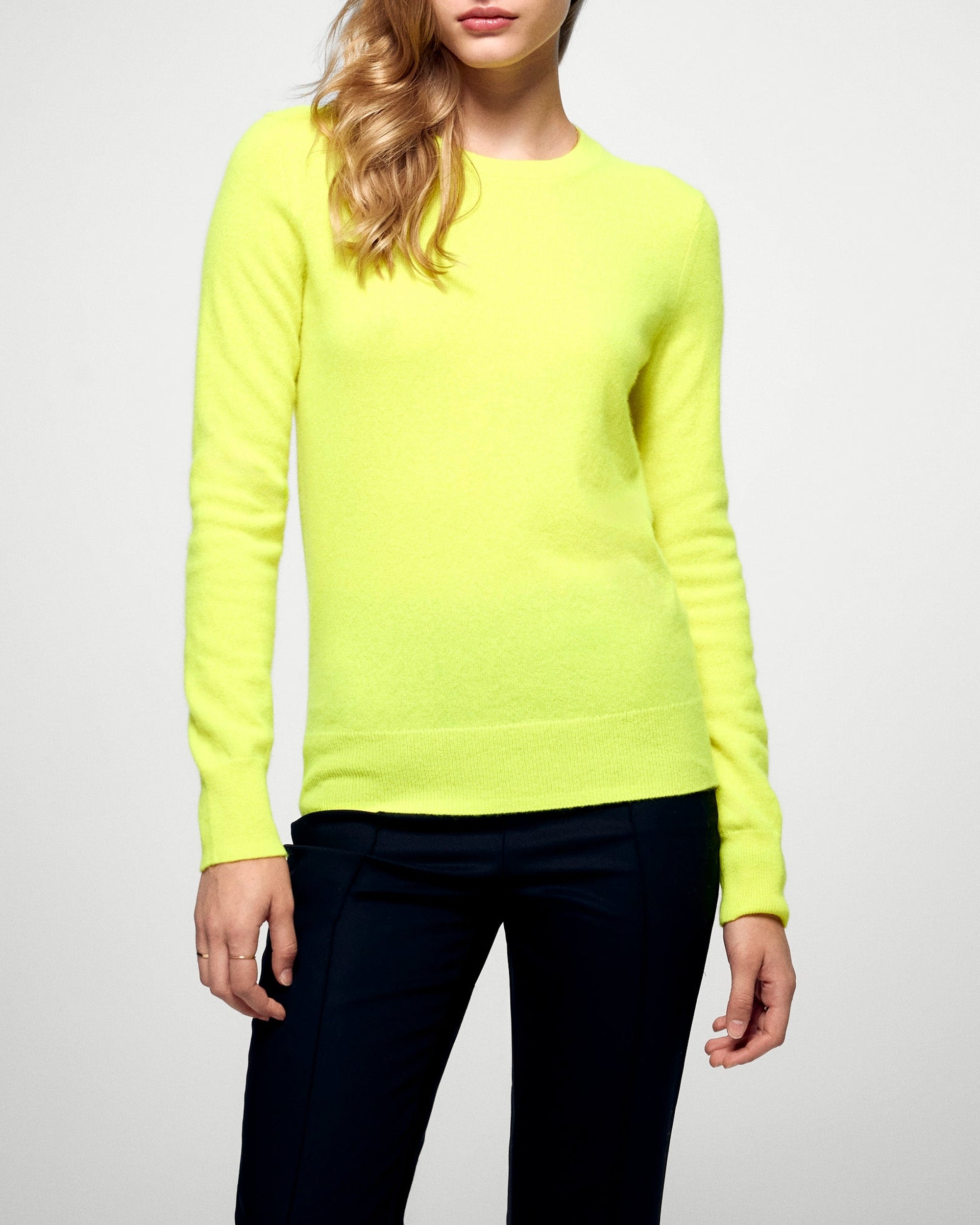 Cashmere round-neck jumper - Fluo Yellow