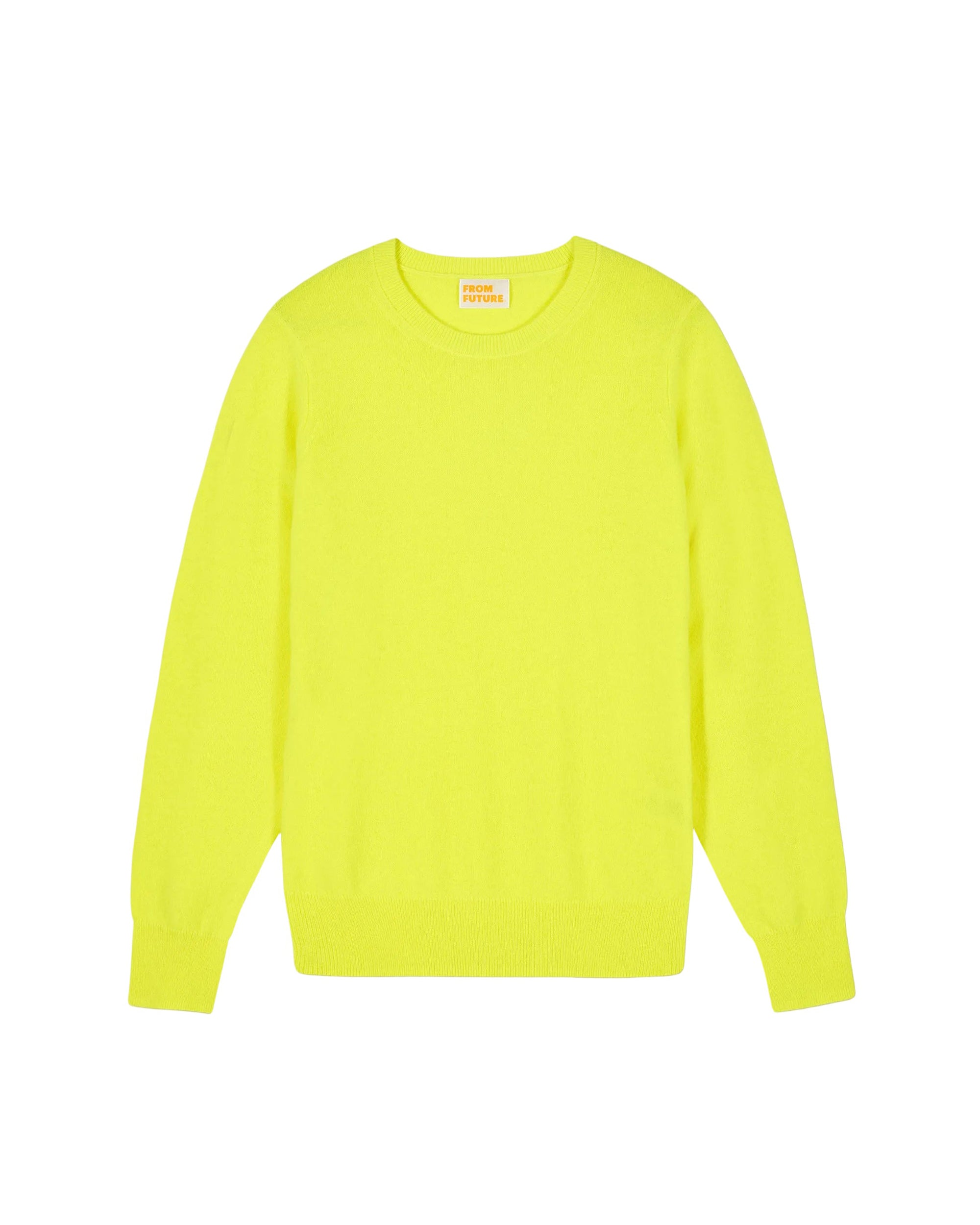 Cashmere round-neck jumper - Fluo Yellow