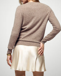Pull à col rond en cachemire - Taupe Chiné