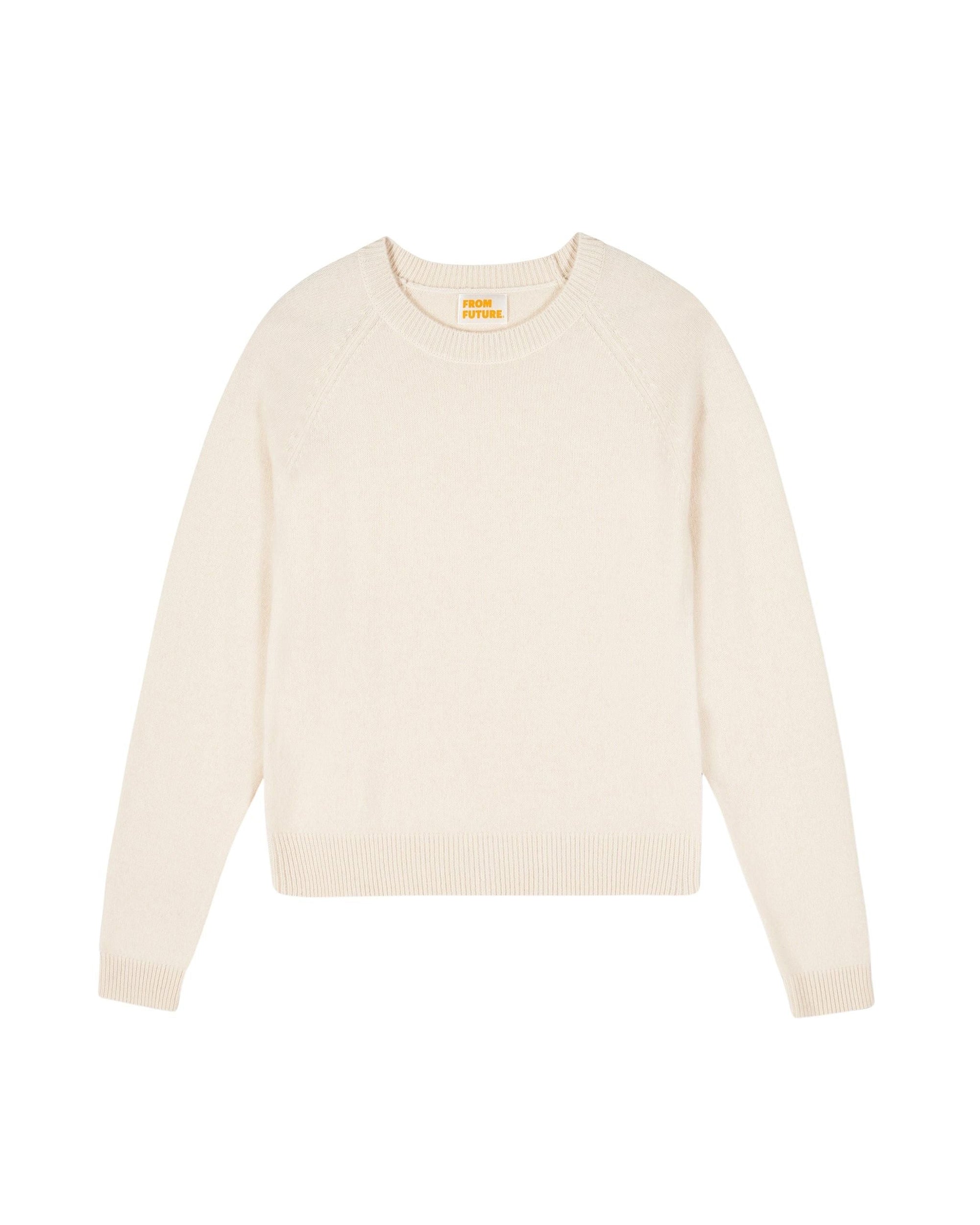 Pull à col rond et manches raglan en cachemire - Ecru
