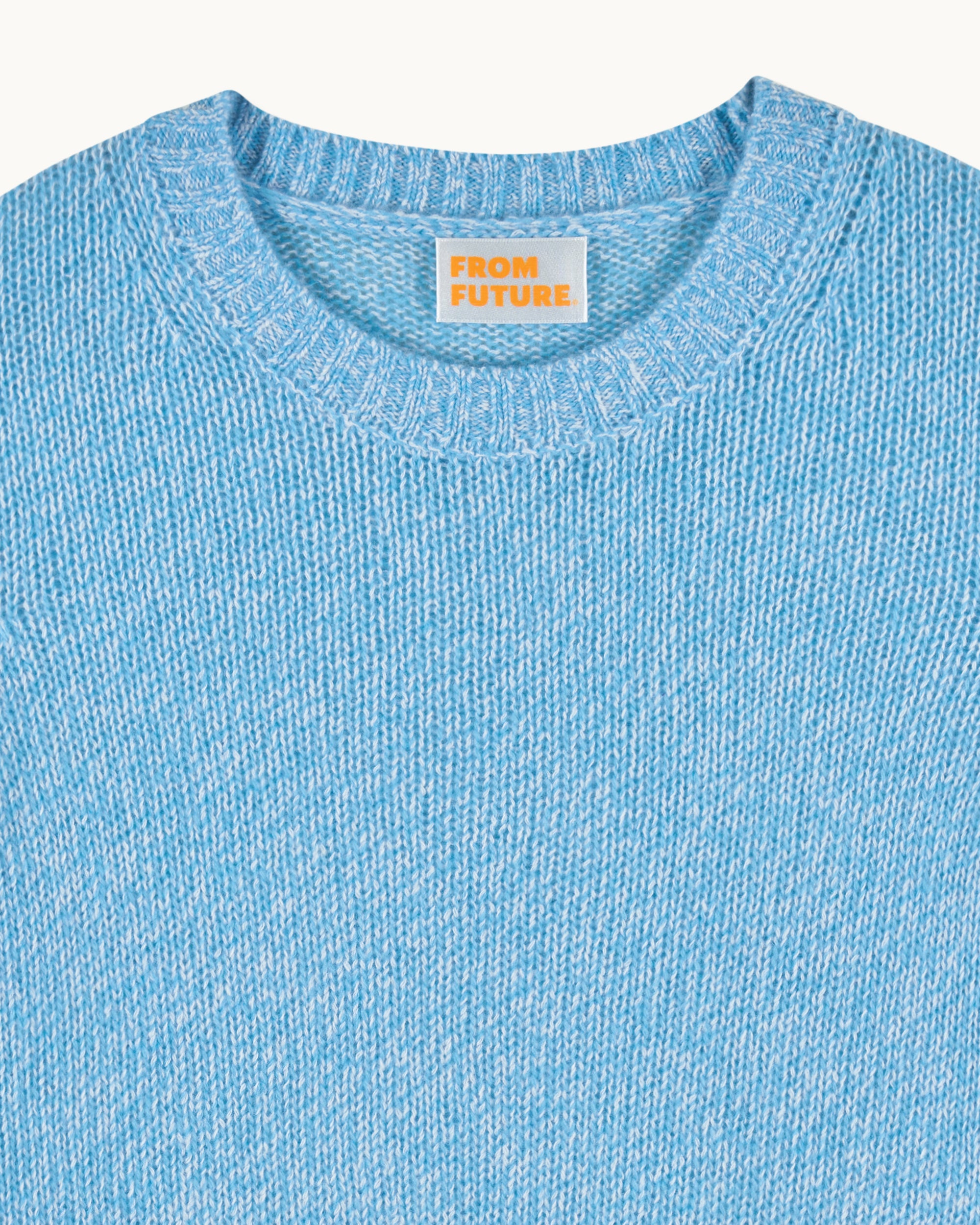 Pull à col rond en cachemire - Aqua Blue Mouline