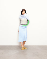 GRIS CHINE CLAIR / NEW / QTY : 5 / Pull Col Rond Bandes - Gris Chine Clair