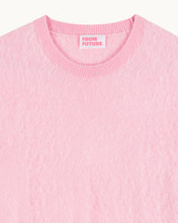 Pull à col rond en cachemire brossé - Sky Pink