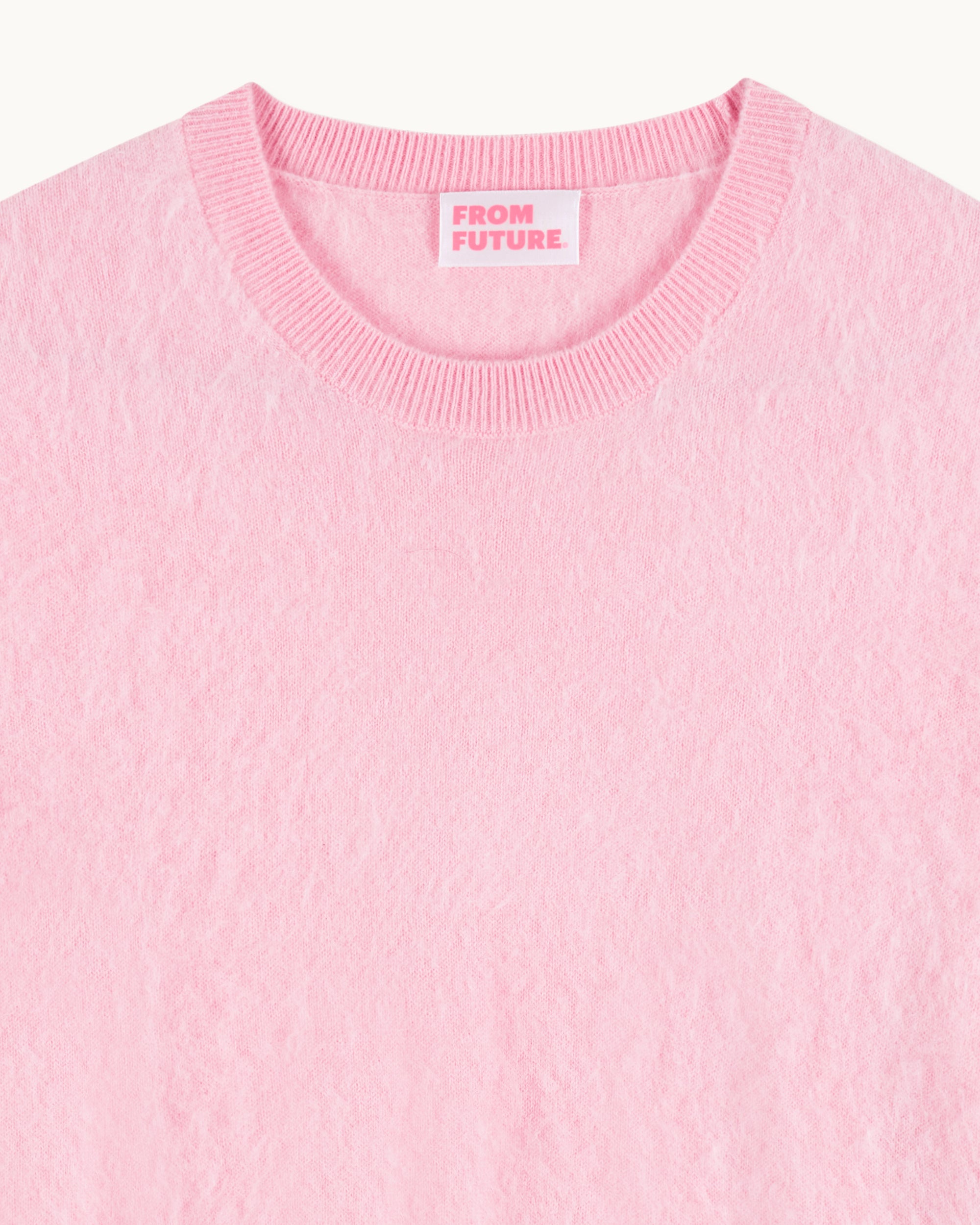 Pull à col rond en cachemire brossé - Sky Pink