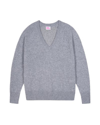 Pull à col V en cachemire - Gris Chiné Foncé
