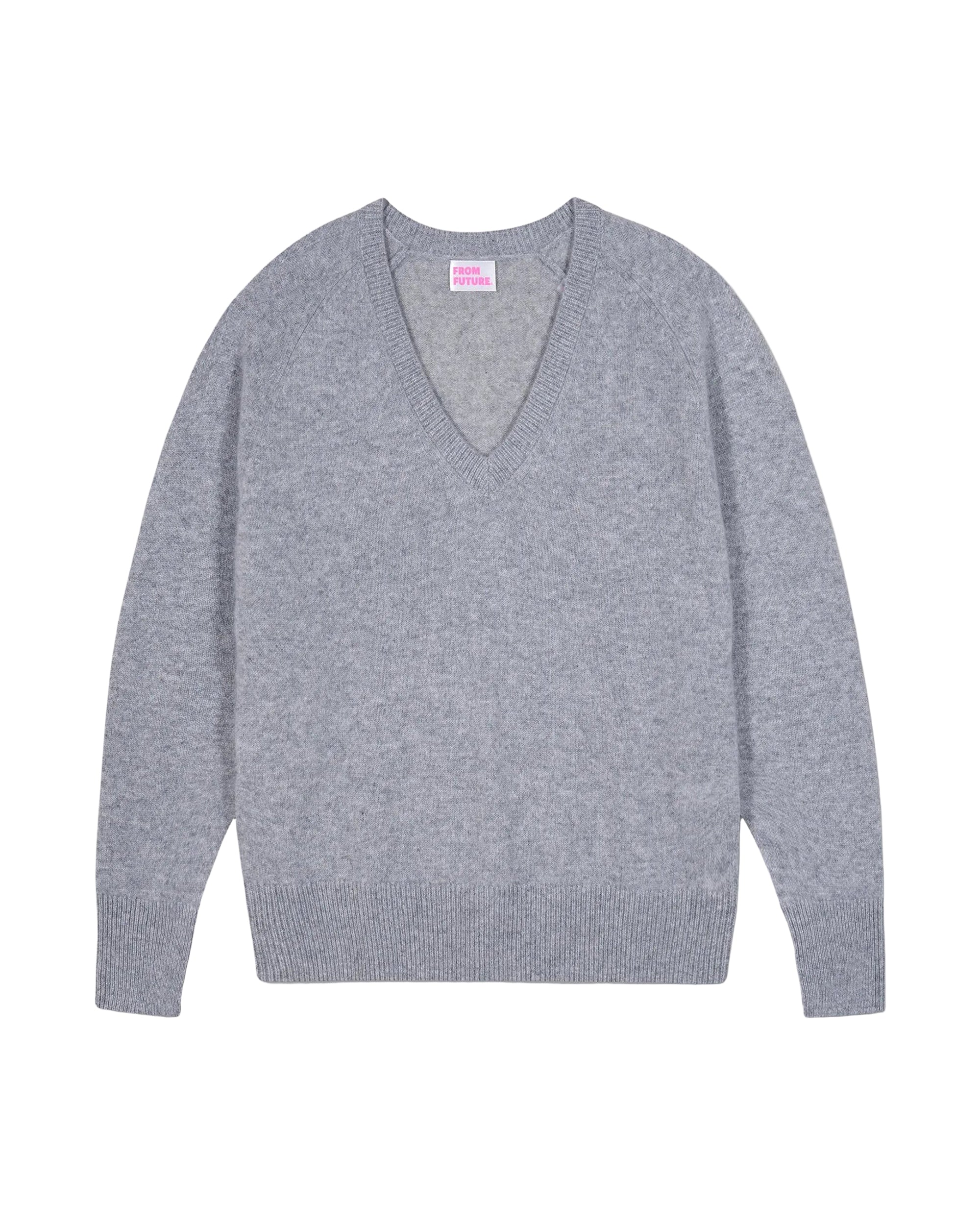 Pull à col V en cachemire - Gris Chiné Foncé