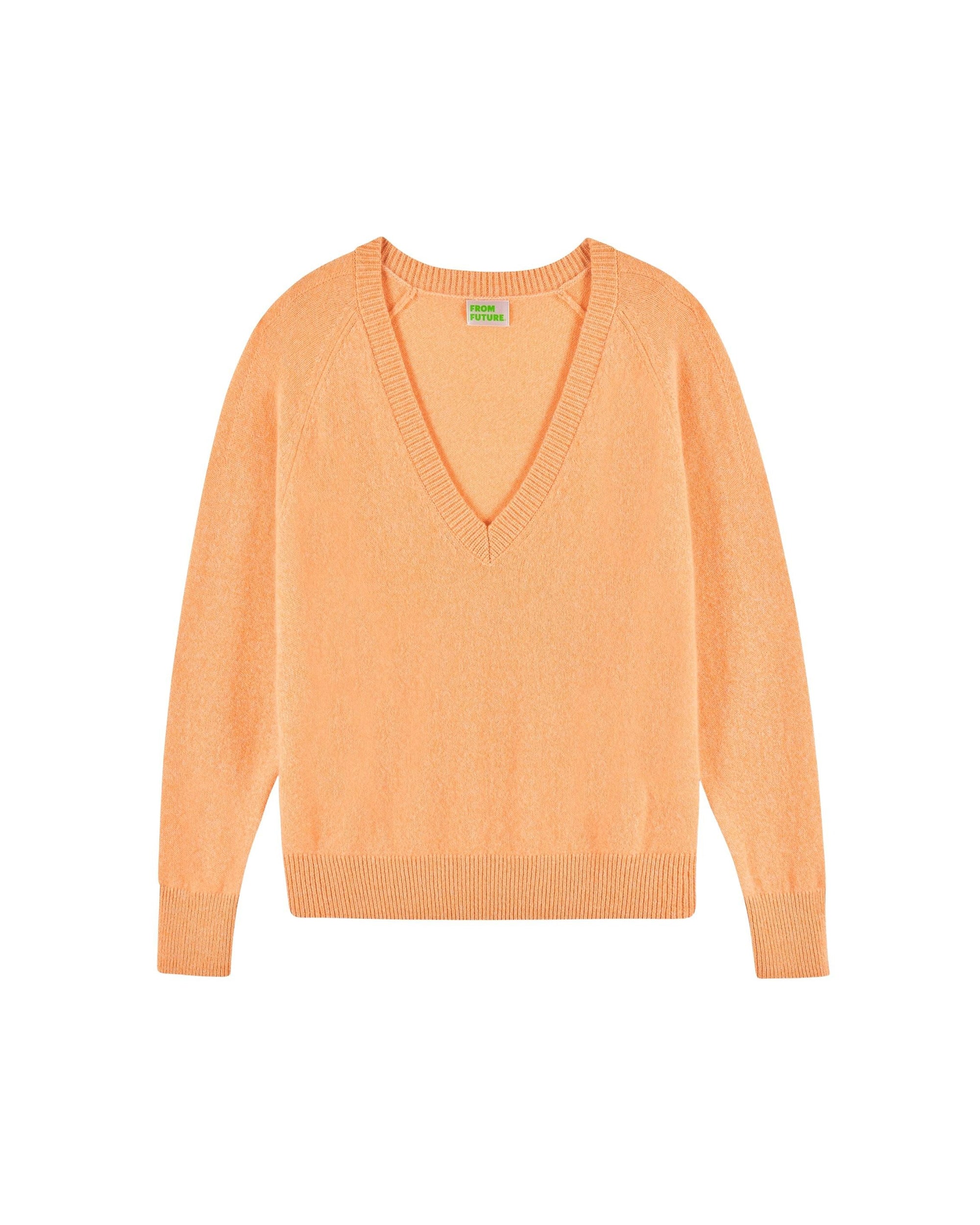 Pull oversize à col V en cachemire - Electric Orange