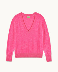 ELECTRIC PINK MOULINE / NEW / QTY : 13 / Pull Col V Oversize - Electric Pink Mouline
