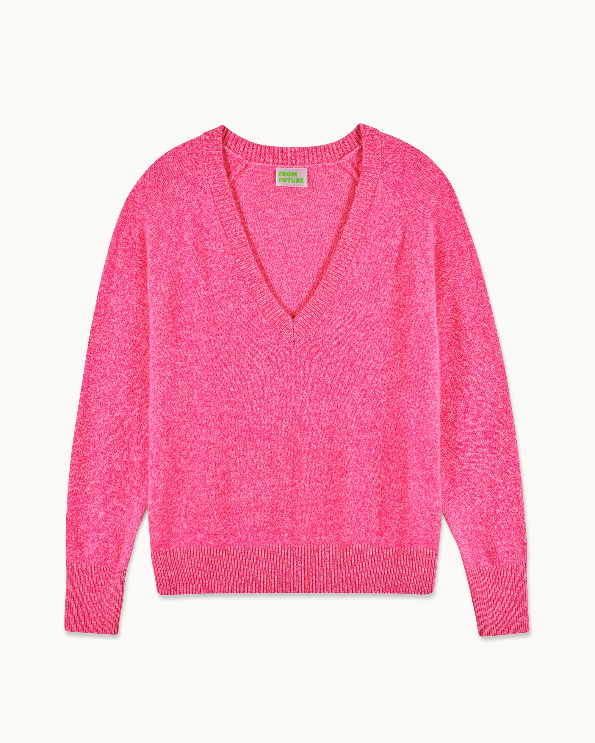 ELECTRIC PINK MOULINE / NEW / QTY : 13 / Pull Col V Oversize - Electric Pink Mouline