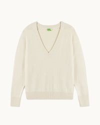 ECRU / NEW / QTY : 10 / Pull Col V Oversize - Ecru