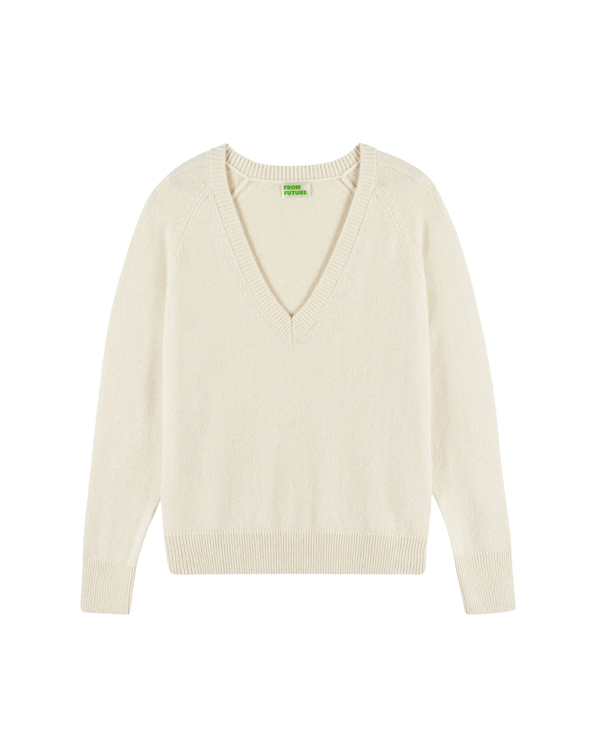 Pull oversize à col V en cachemire - Ecru