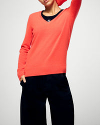 Pull à col V en cachemire - Cosmic Orange
