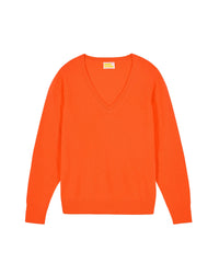 Pull à col V en cachemire - Cosmic Orange