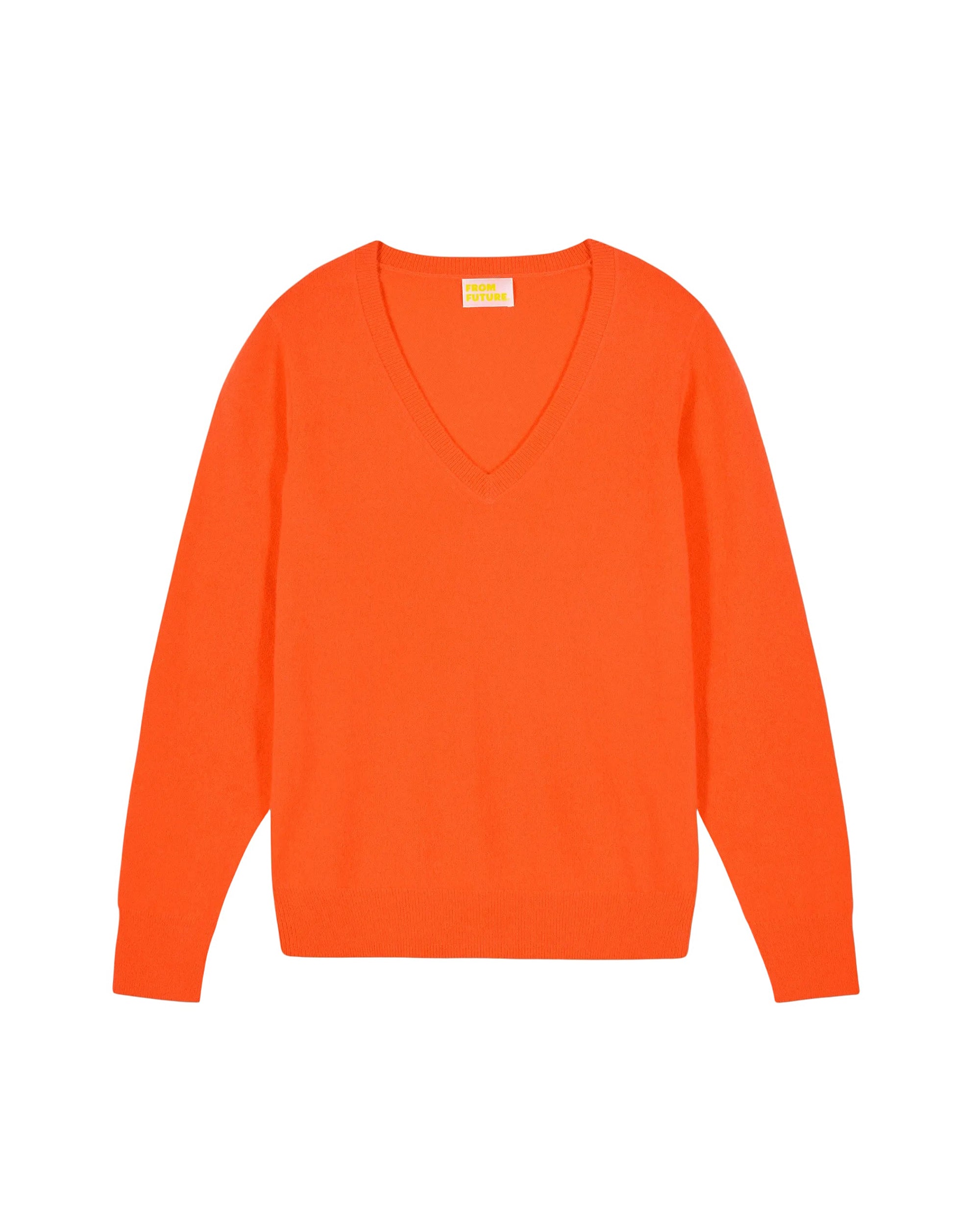 Pull à col V en cachemire - Cosmic Orange