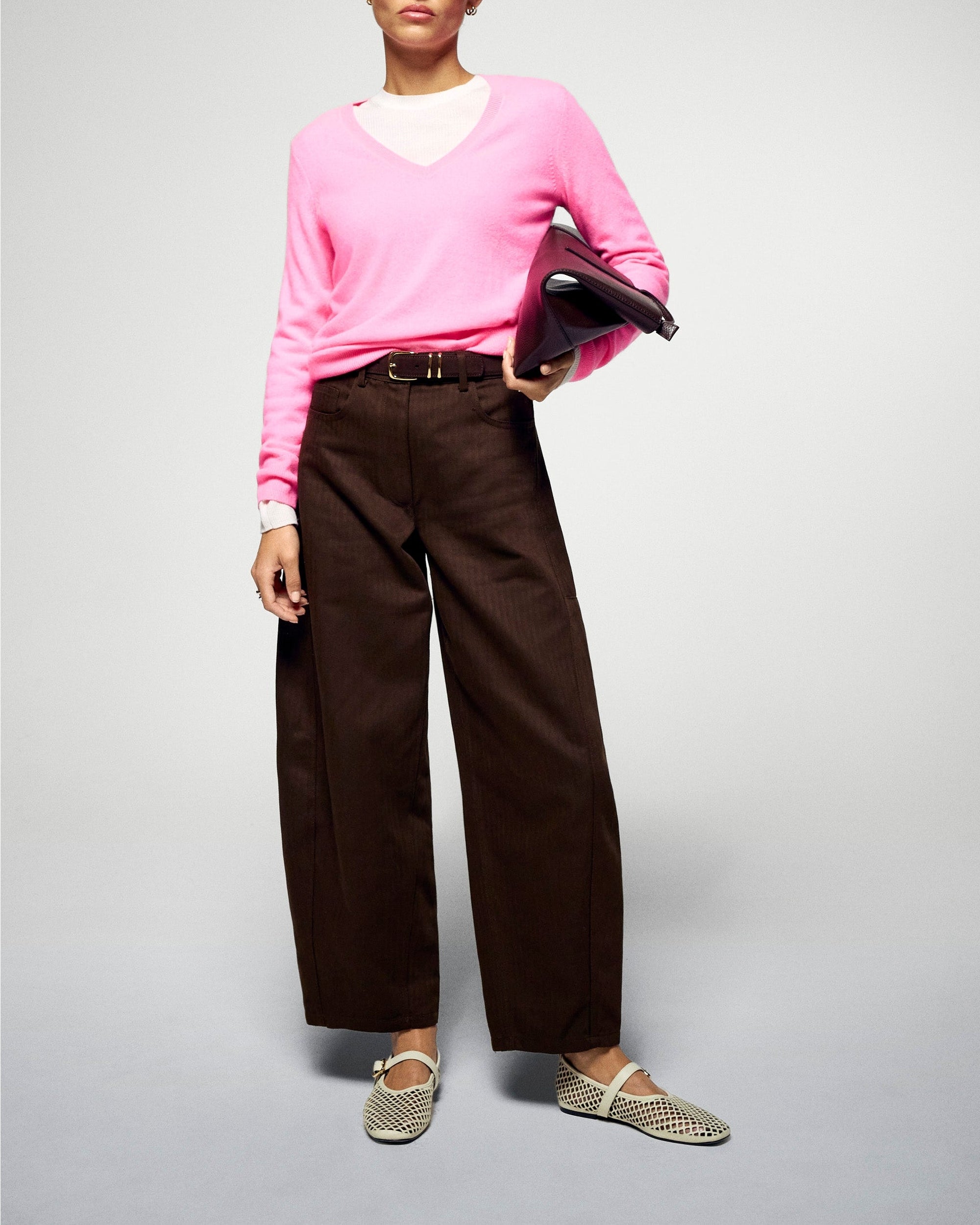 Cashmere V-neck jumper - Fantasy Pink
