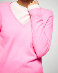 Cashmere V-neck jumper - Fantasy Pink