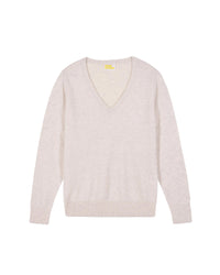 Pull à col V en cachemire - Ecru Chiné