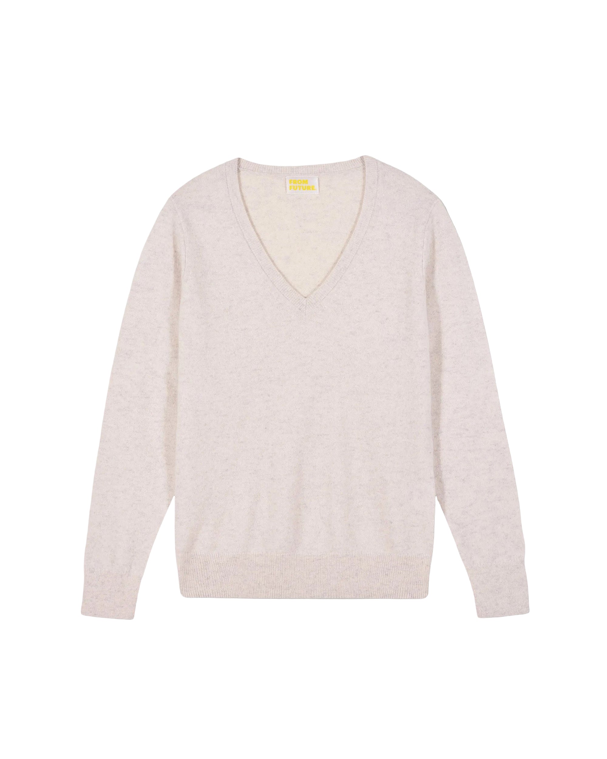 Pull à col V en cachemire - Ecru Chiné