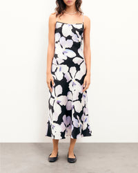 Robe longue à bretelles Gisele en soie - Black Orchid