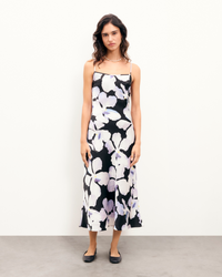 BLACK ORCHID / NEW / QTY : 22 / Robe Longue Bretelles Gisele - Black Orchid