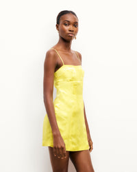 SUNSET YELLOW JACQUARD / NEW / QTY : 53 / Robe Courte Bretelles Billie - Sunset Yellow Jacquard