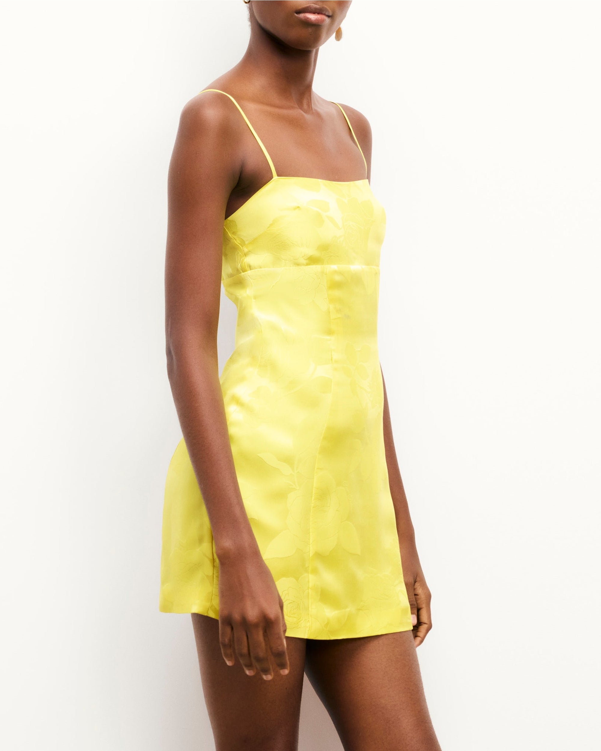 Robe courte à bretelles Billie - Sunset Yellow Jacquard
