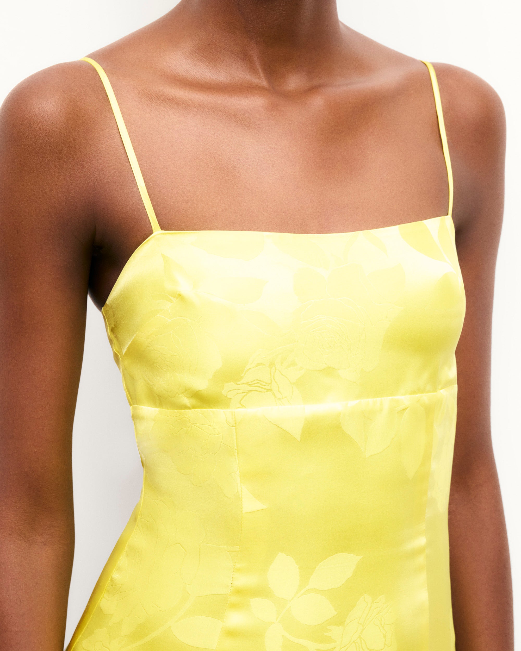 SUNSET YELLOW JACQUARD / NEW / QTY : 53 / Robe Courte Bretelles Billie - Sunset Yellow Jacquard
