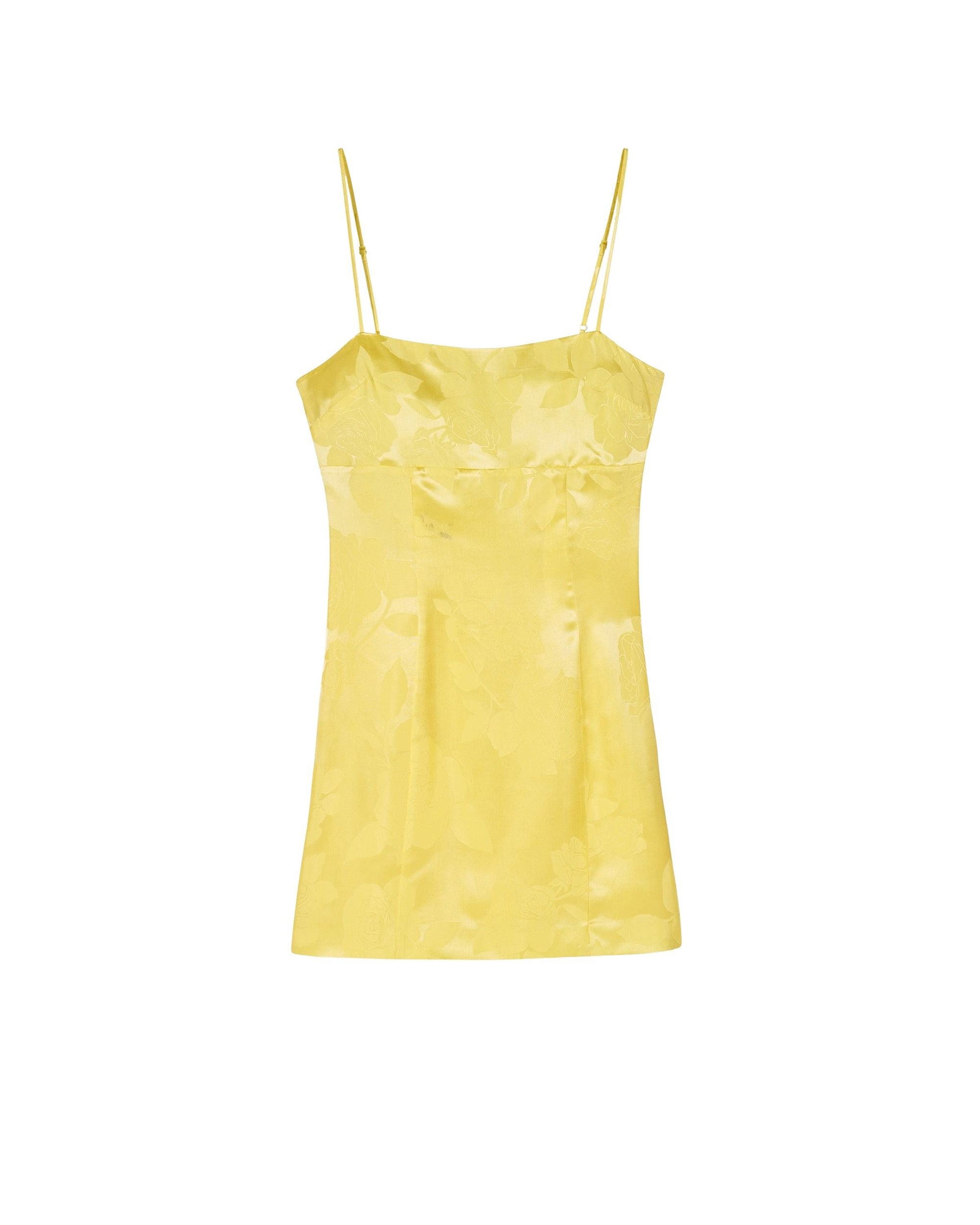 Robe courte à bretelles Billie - Sunset Yellow Jacquard