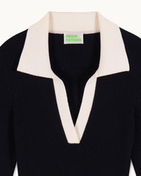 Robe courte à manches longues en laine - Noir