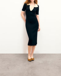 Robe longue en laine - Noir