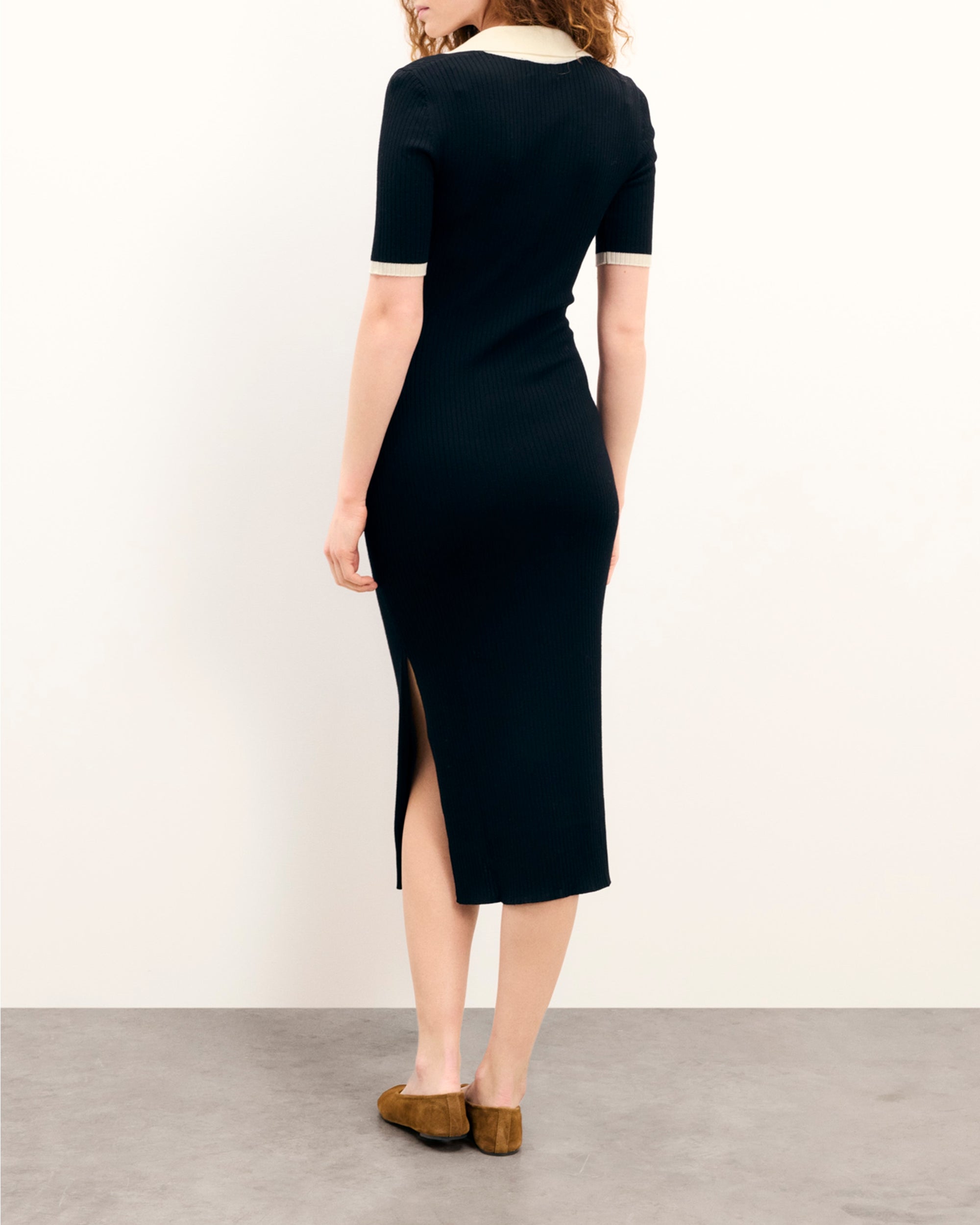 Robe longue en laine - Noir